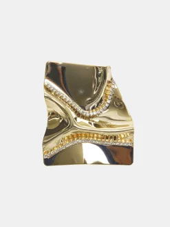 Accessories-Source Unknown Abstract Crystal Earrings, Gold
