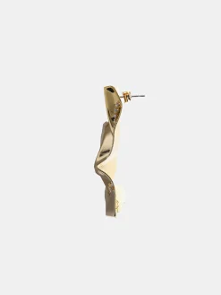 Clothing-Source Unknown Abstract Crystal Earrings, Gold