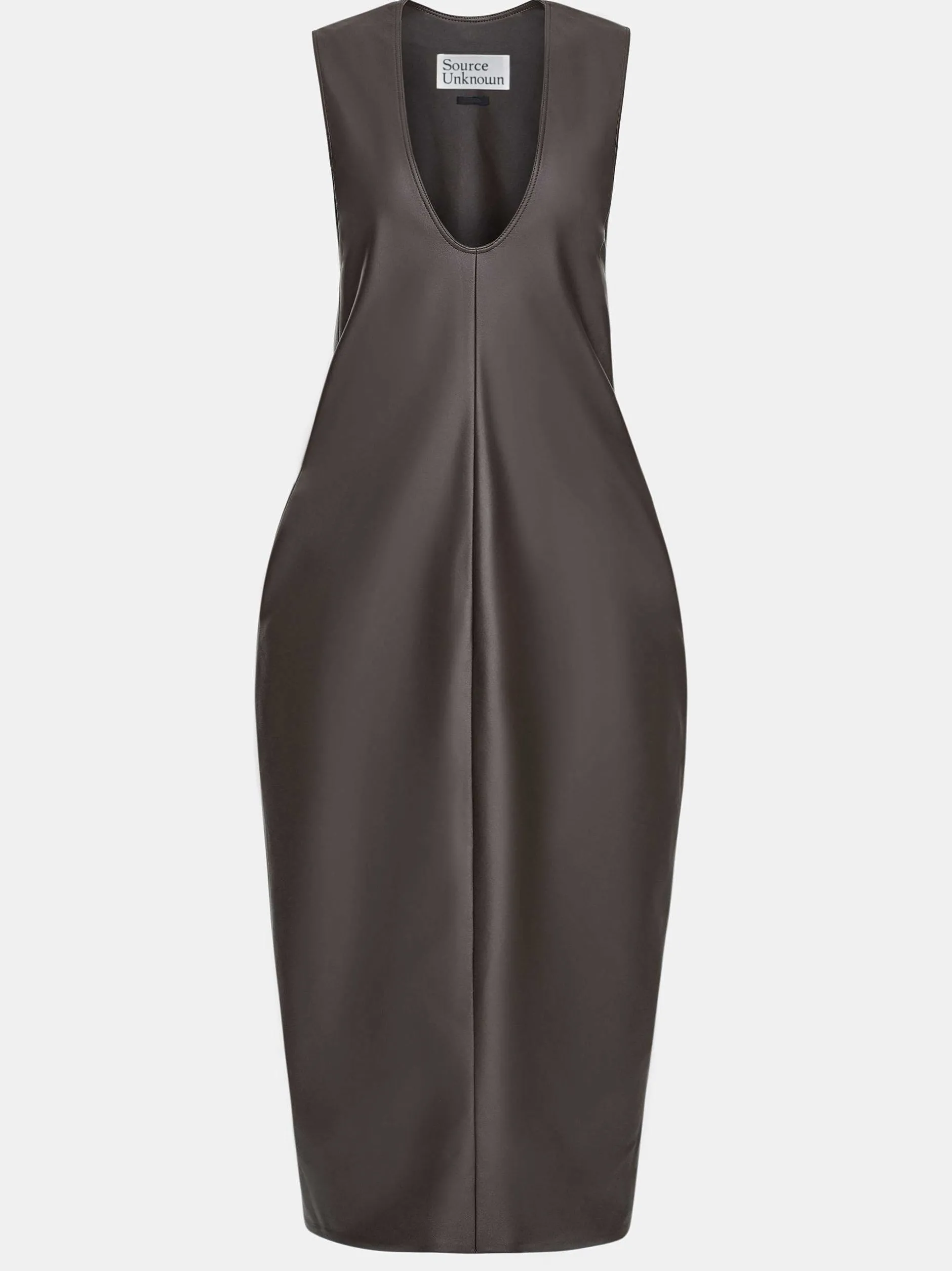 Clothing-Source Unknown Adua Faux Leather Maxi Dress, Chocolate