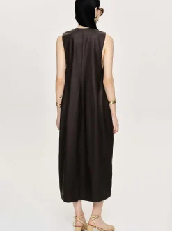 Clothing-Source Unknown Adua Faux Leather Maxi Dress, Chocolate