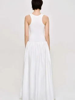 Clothing-Source Unknown Amal Drop Waist Racer Tank Dress, White