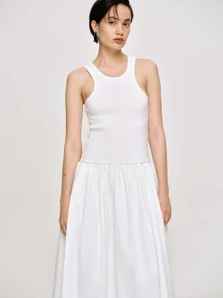 Clothing-Source Unknown Amal Drop Waist Racer Tank Dress, White