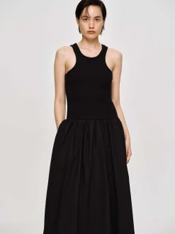 Dresses-Source Unknown Amal Drop Waist Racer Tank Dress, Black