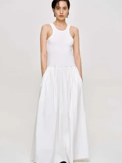 Dresses-Source Unknown Amal Drop Waist Racer Tank Dress, White