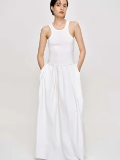 Dresses-Source Unknown Amal Drop Waist Racer Tank Dress, White