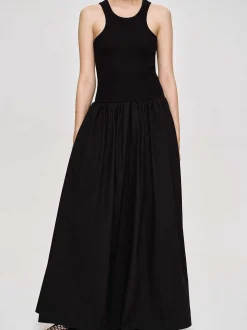 Clothing-Source Unknown Amal Drop Waist Racer Tank Dress, Black