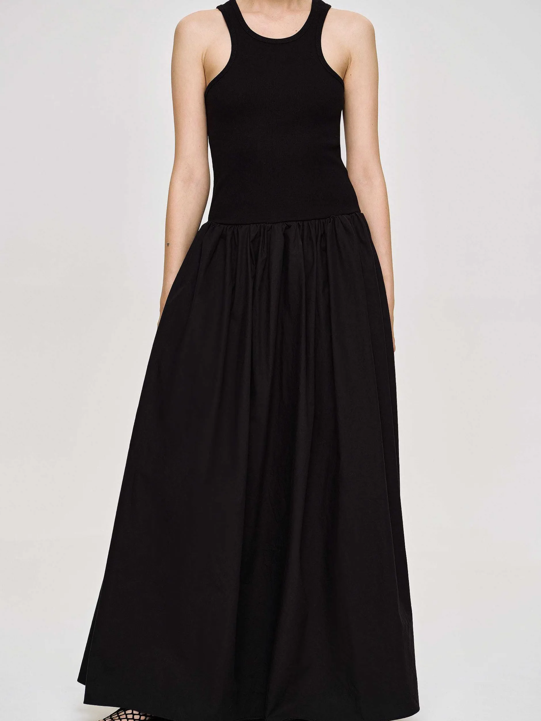 Clothing-Source Unknown Amal Drop Waist Racer Tank Dress, Black