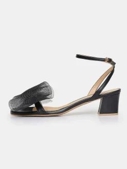 Shoes & Bags-Source Unknown Apogeo Tulle Bow Sandals, Black
