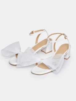 Shoes & Bags-Source Unknown Apogeo Tulle Bow Sandals, White