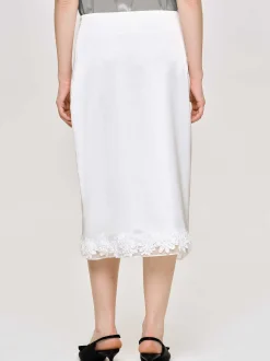 Bottoms-Source Unknown Applique Satin Skirt, White