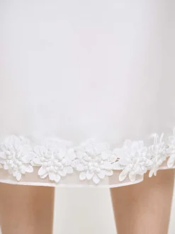 Clothing-Source Unknown Applique Satin Skirt, White
