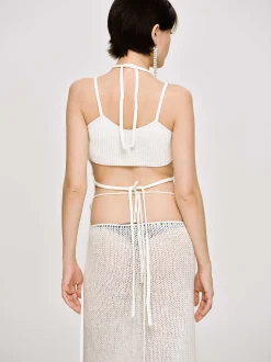 Knitwear-Source Unknown Asymmetric Knit Tank Top, White