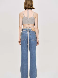 Clothing-Source Unknown Asymmetric Knit Tank Top, Fossil Grey