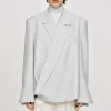 Accessories-Source Unknown Baia Boxy Wrap Blazer, Gainsboro Grey