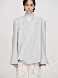 Accessories-Source Unknown Baia Boxy Wrap Blazer, Gainsboro Grey