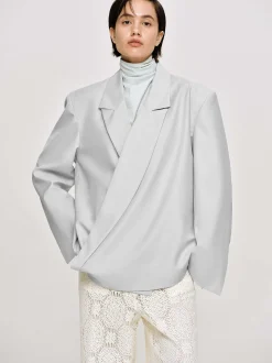 Accessories-Source Unknown Baia Boxy Wrap Blazer, Gainsboro Grey