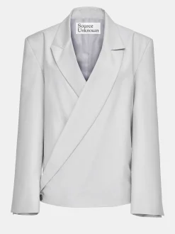 Accessories-Source Unknown Baia Boxy Wrap Blazer, Gainsboro Grey