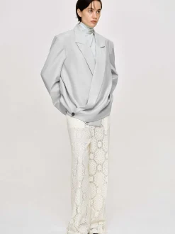 Accessories-Source Unknown Baia Boxy Wrap Blazer, Gainsboro Grey