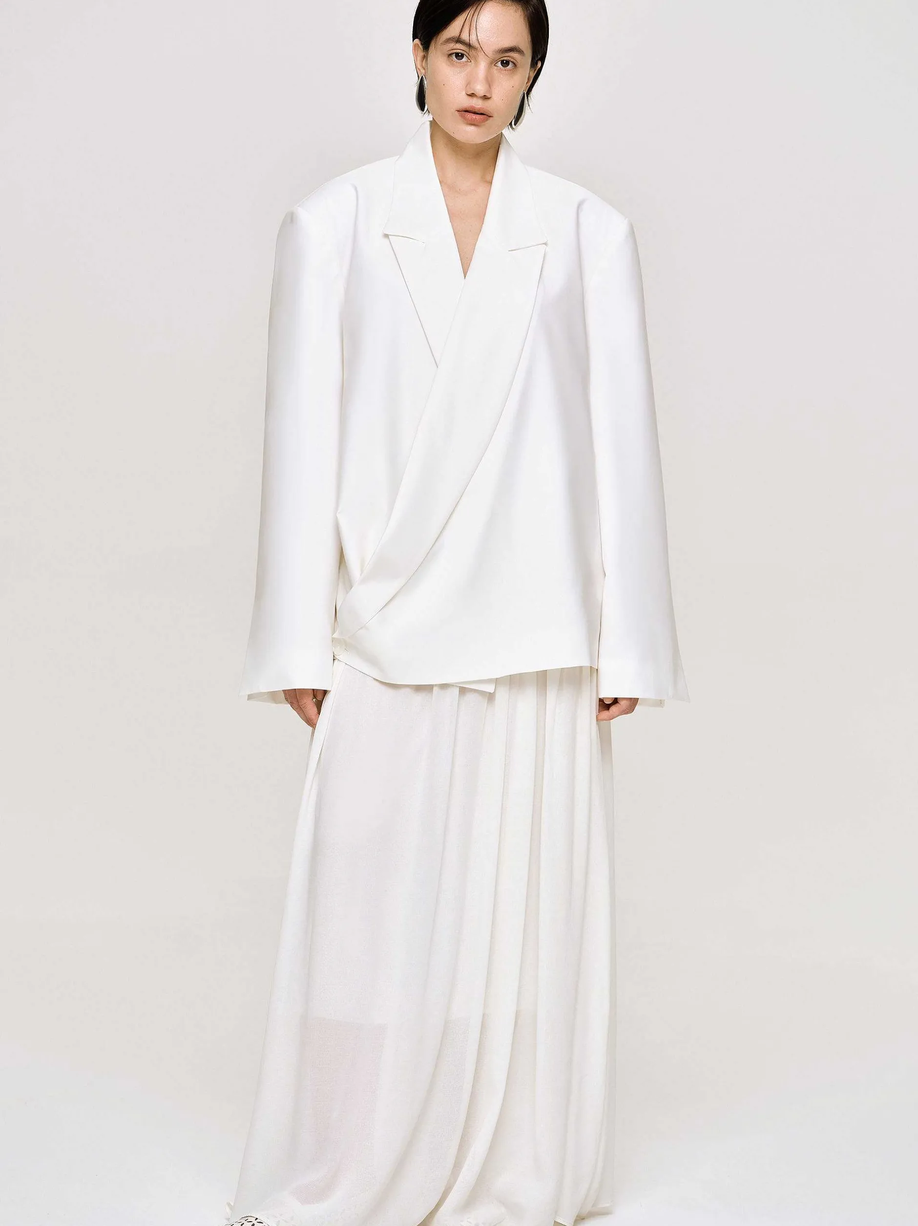 Accessories-Source Unknown Baia Boxy Wrap Blazer, White