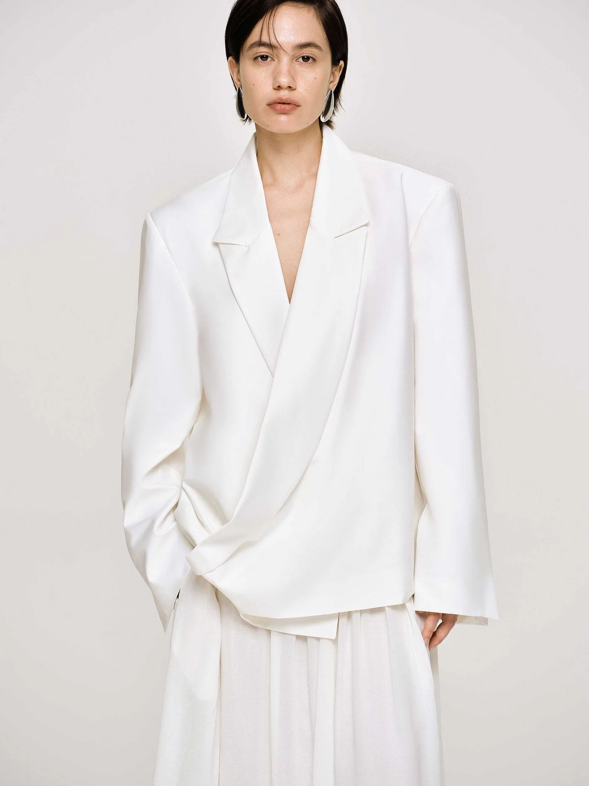 Accessories-Source Unknown Baia Boxy Wrap Blazer, White