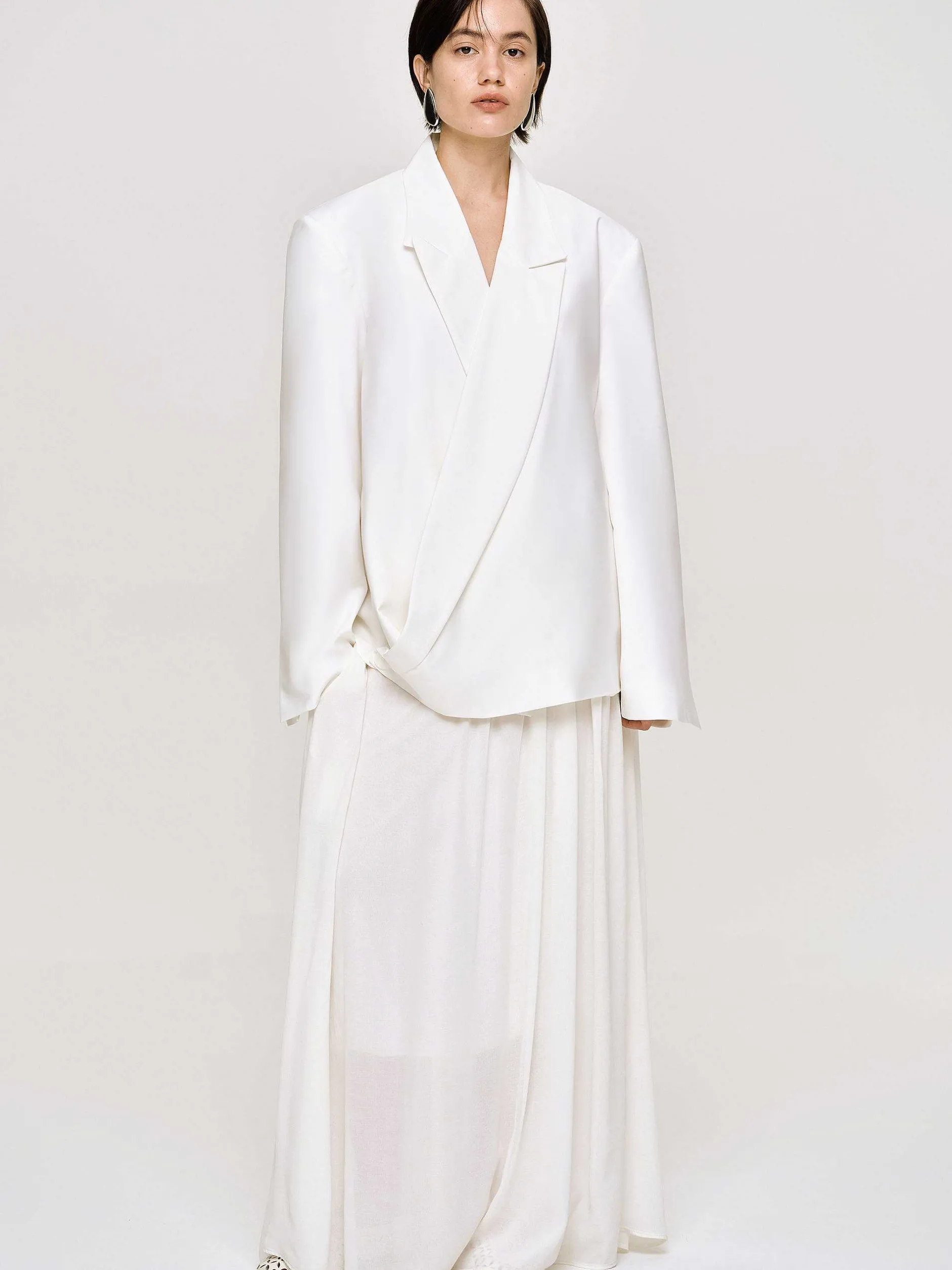 Accessories-Source Unknown Baia Boxy Wrap Blazer, White