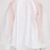Accessories-Source Unknown Balloon Sheer Blouse, White
