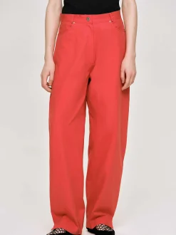 Clothing-Source Unknown Barrel-Leg Pants, Red