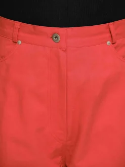Clothing-Source Unknown Barrel-Leg Pants, Red