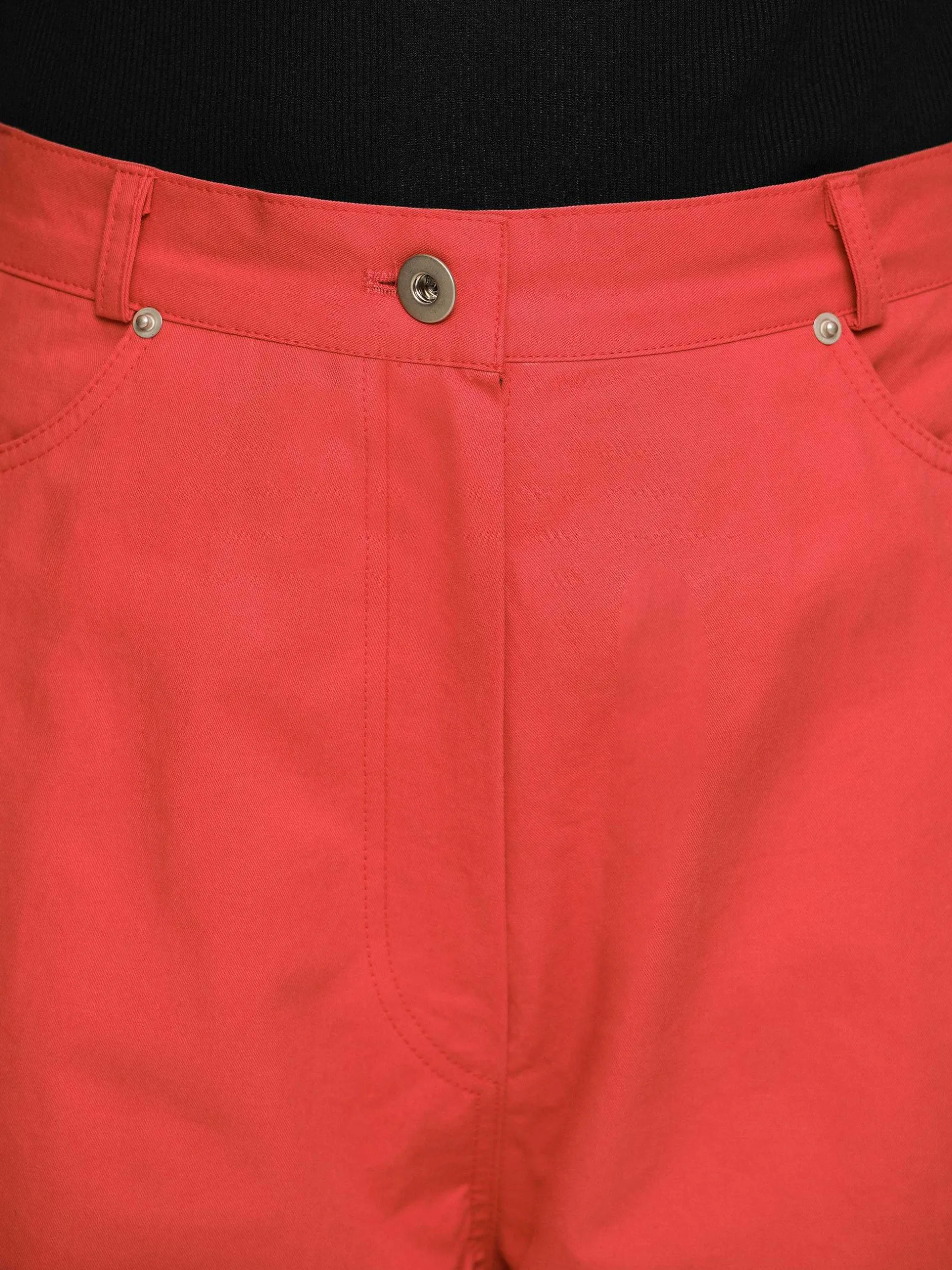 Clothing-Source Unknown Barrel-Leg Pants, Red