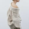 Accessories-Source Unknown Becca Oversized High Roll Knit Pullover, Birch