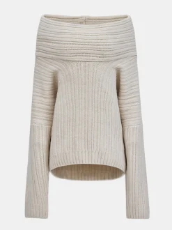 Accessories-Source Unknown Becca Oversized High Roll Knit Pullover, Birch