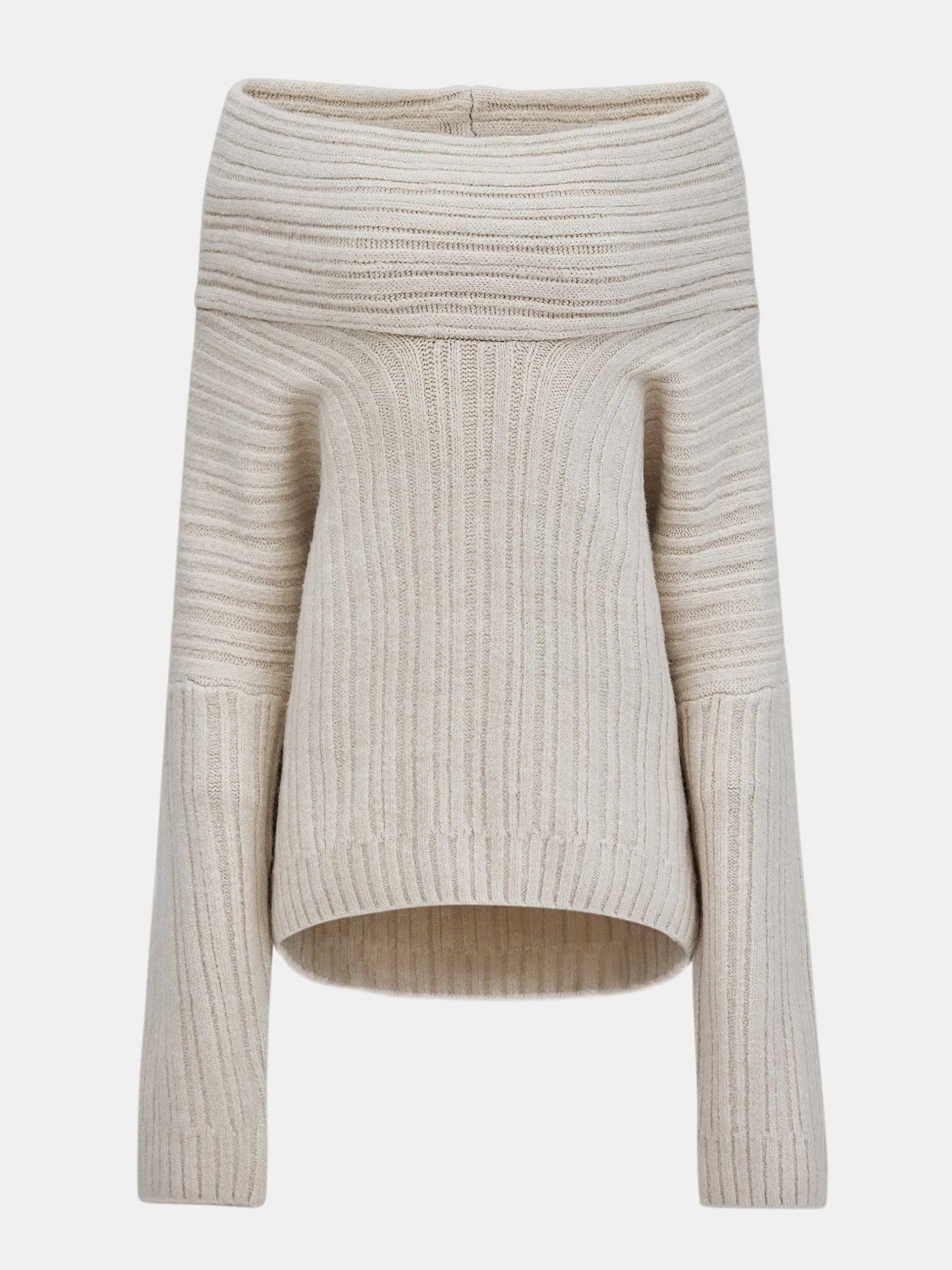 Accessories-Source Unknown Becca Oversized High Roll Knit Pullover, Birch