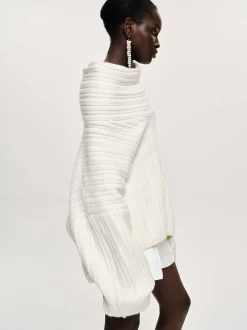 Accessories-Source Unknown Becca Oversized High Roll Knit Pullover, White