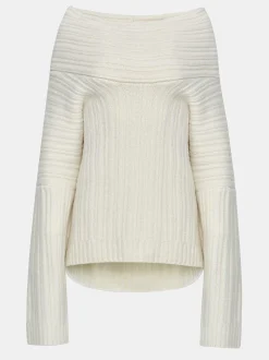 Accessories-Source Unknown Becca Oversized High Roll Knit Pullover, White