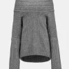 Accessories-Source Unknown Becca Oversized High Roll Knit Pullover, Storm Grey