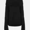 Accessories-Source Unknown Becca Oversized High Roll Knit Pullover, Black
