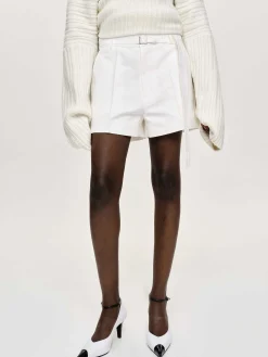Bottoms-Source Unknown Belted Wide Shorts, White