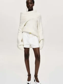 Bottoms-Source Unknown Belted Wide Shorts, White
