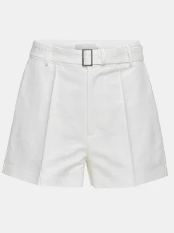 Clothing-Source Unknown Belted Wide Shorts, White