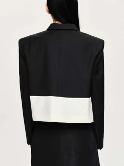 Accessories-Source Unknown Bicolor Blazer, Black/Ivory