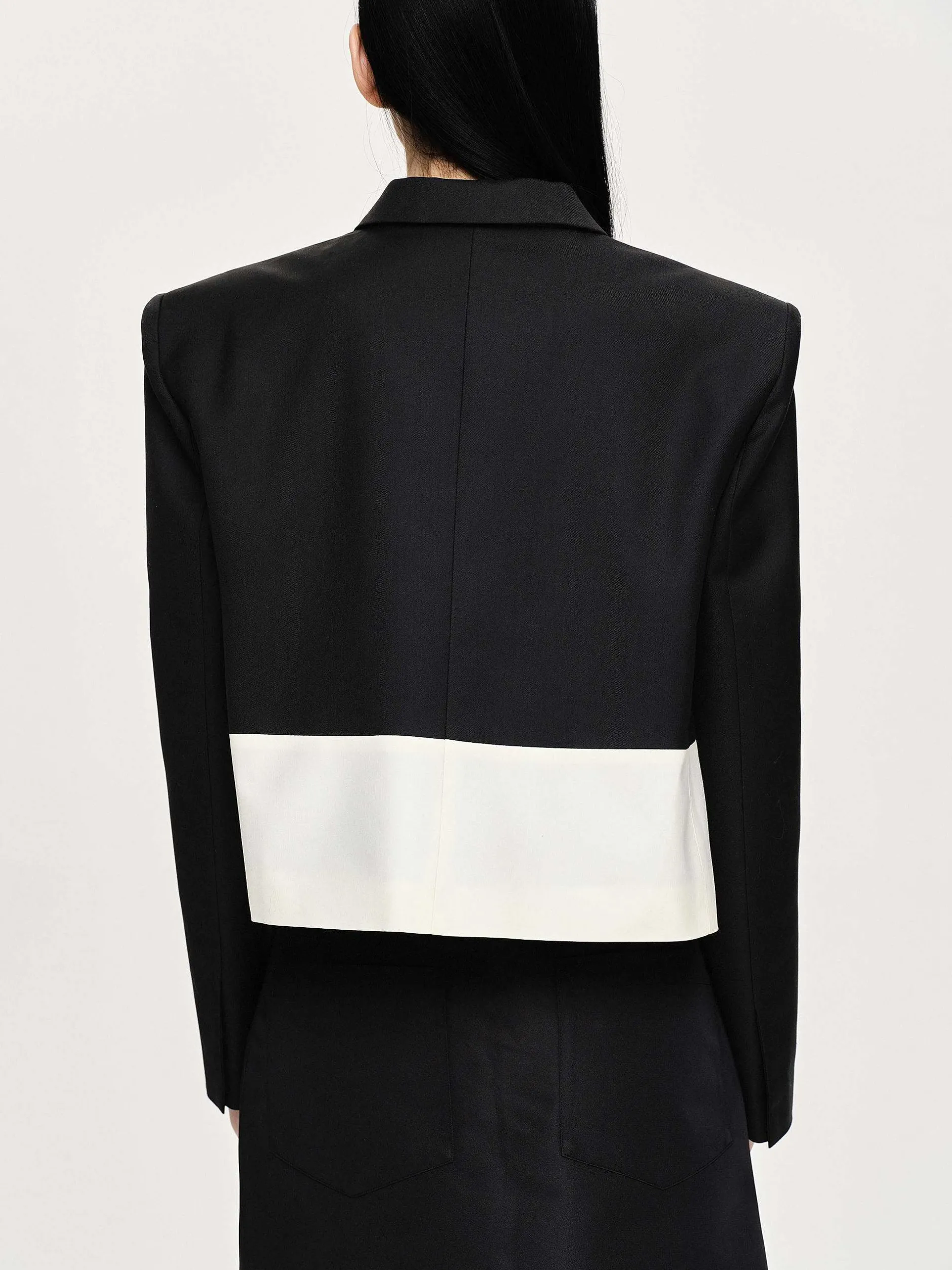 Accessories-Source Unknown Bicolor Blazer, Black/Ivory