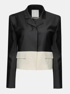 Accessories-Source Unknown Bicolor Blazer, Black/Ivory