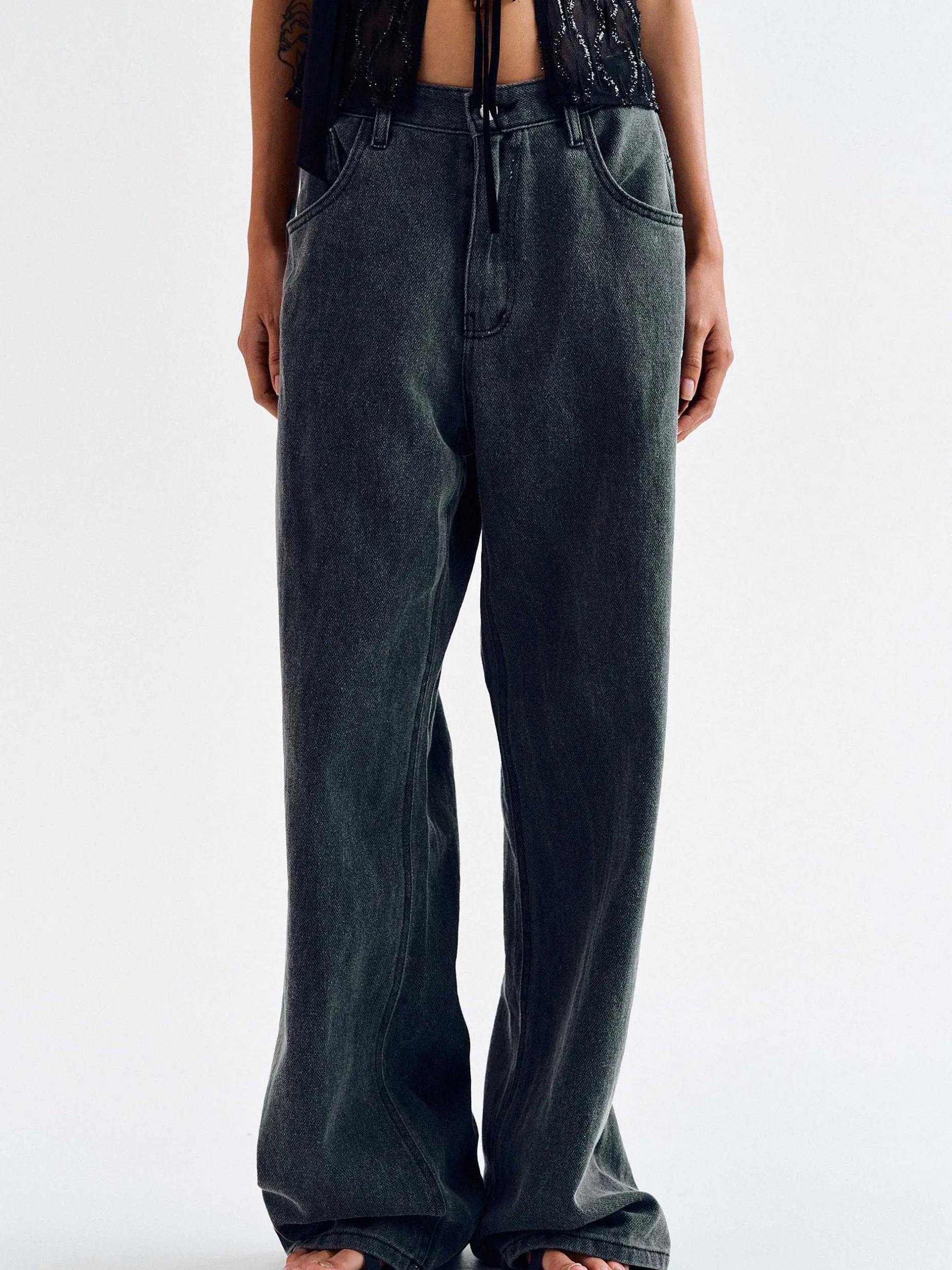Denim-Source Unknown Boyfriend Pigment Jeans, Sharkskin