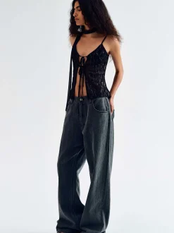 Denim-Source Unknown Boyfriend Pigment Jeans, Sharkskin