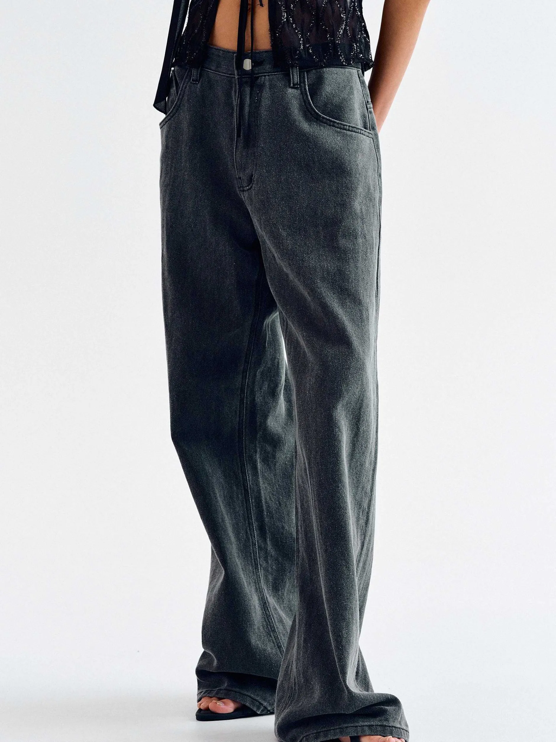 Denim-Source Unknown Boyfriend Pigment Jeans, Sharkskin