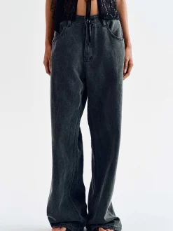 Clothing-Source Unknown Boyfriend Pigment Jeans, Sharkskin