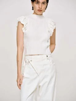 Knitwear-Source Unknown Bubble Rib Knit, White