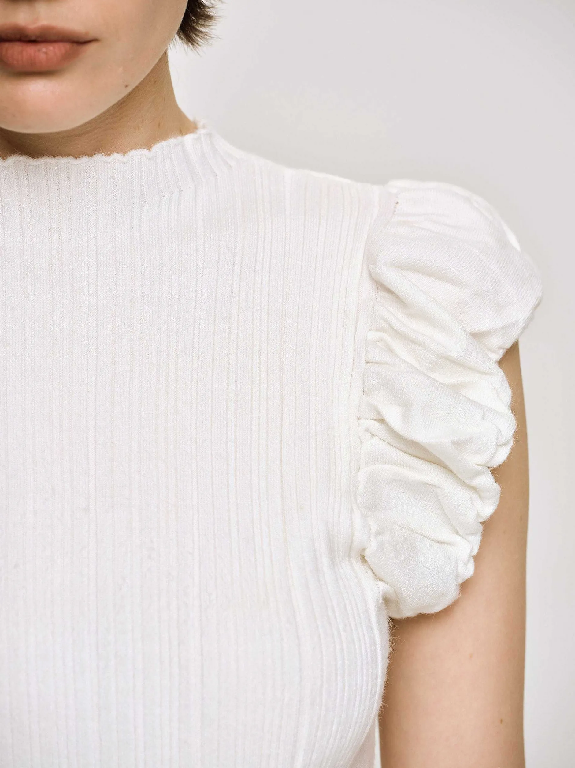Knitwear-Source Unknown Bubble Rib Knit, White