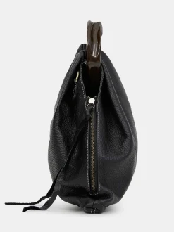 Clothing-Source Unknown Calfskin Triangle Tote, Black