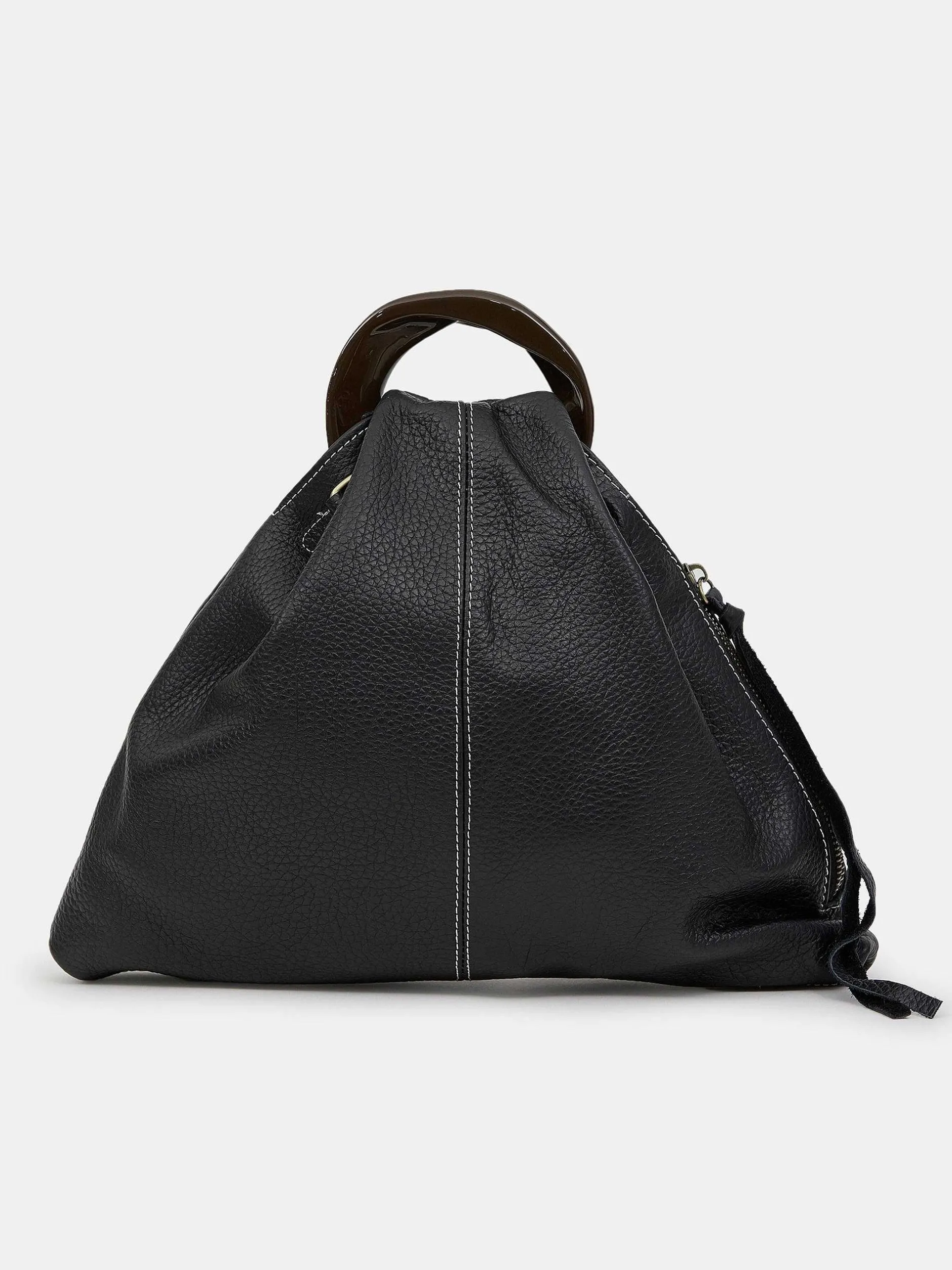 Shoes & Bags-Source Unknown Calfskin Triangle Tote, Black
